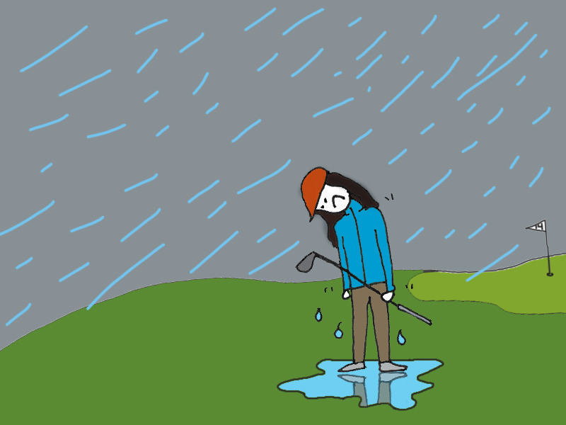 Resultado de imagem para cartoon rain and golf?